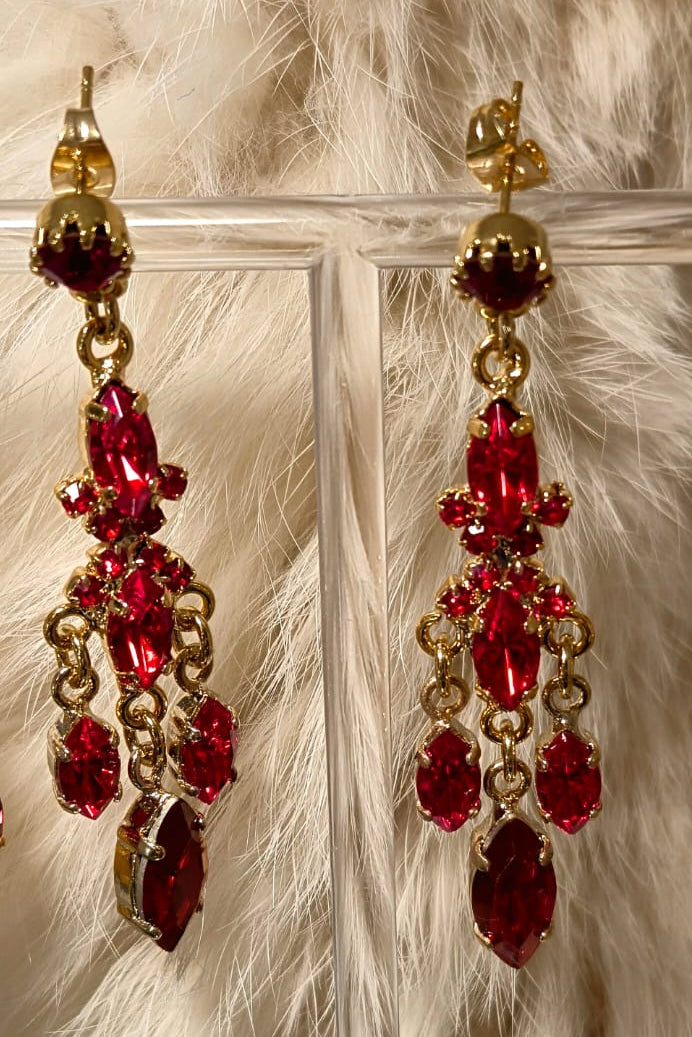 Orecchini rossi con strass