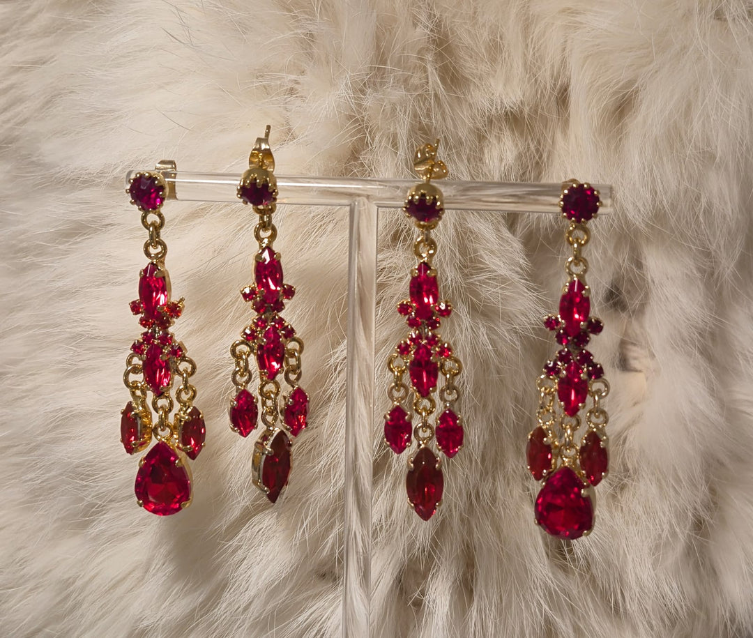 Orecchini rossi con strass