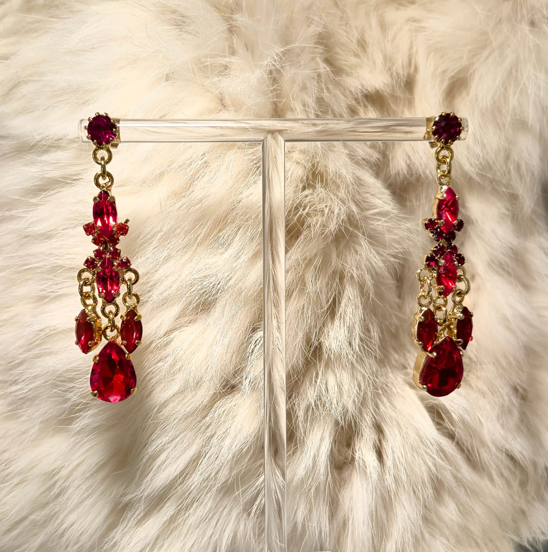 Orecchini rossi con strass