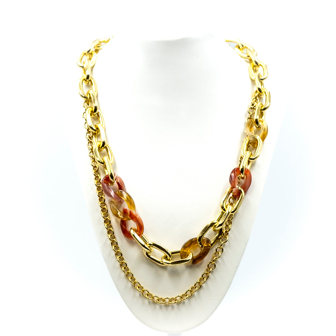 Collana maglie metallo e resine