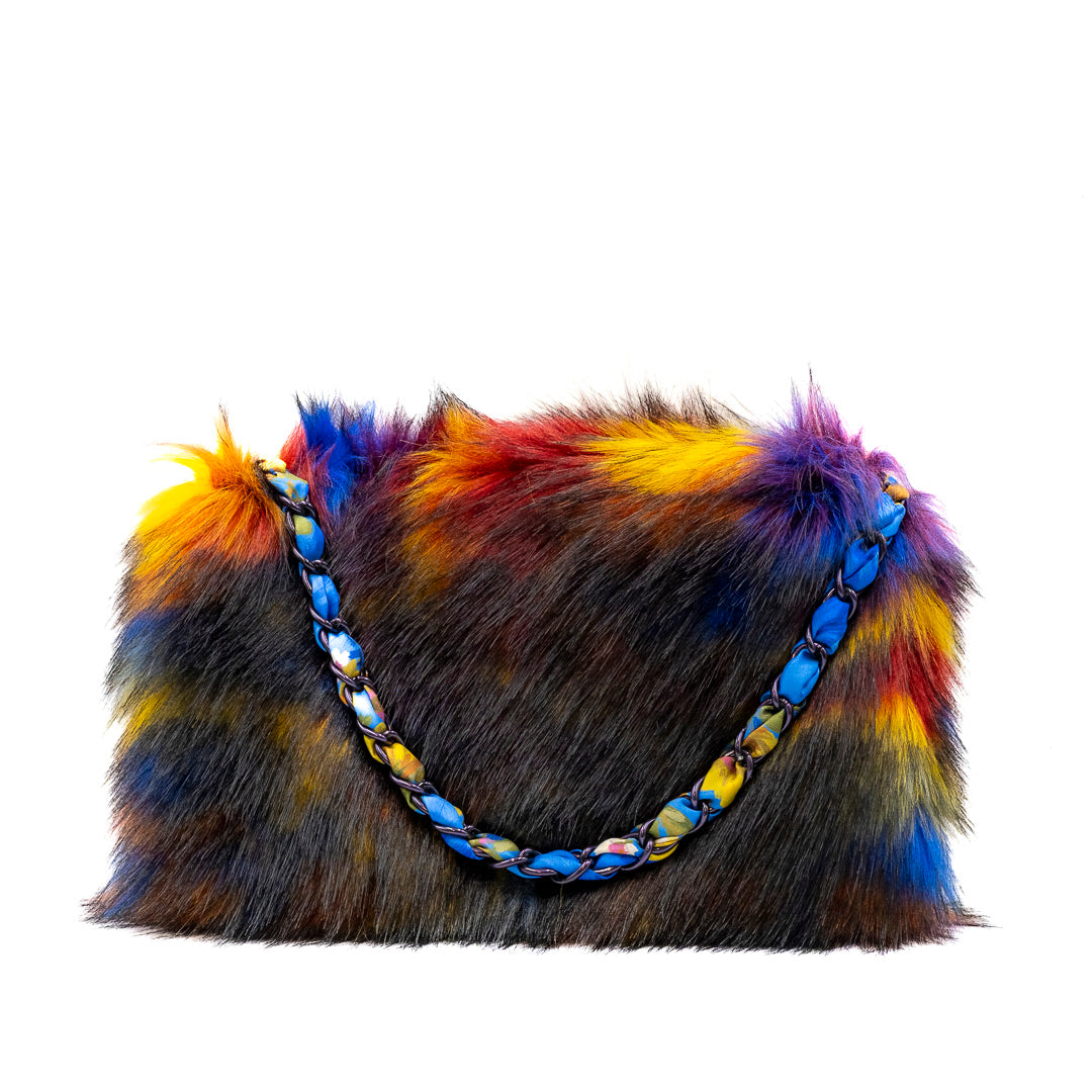 Borsa in eco pelliccia colorata